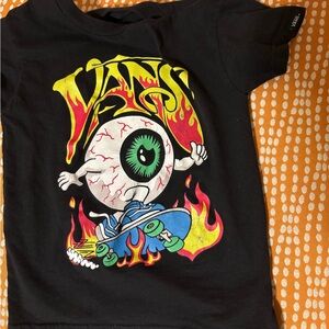 Vans Black Tee with Eye and Flames Graphic